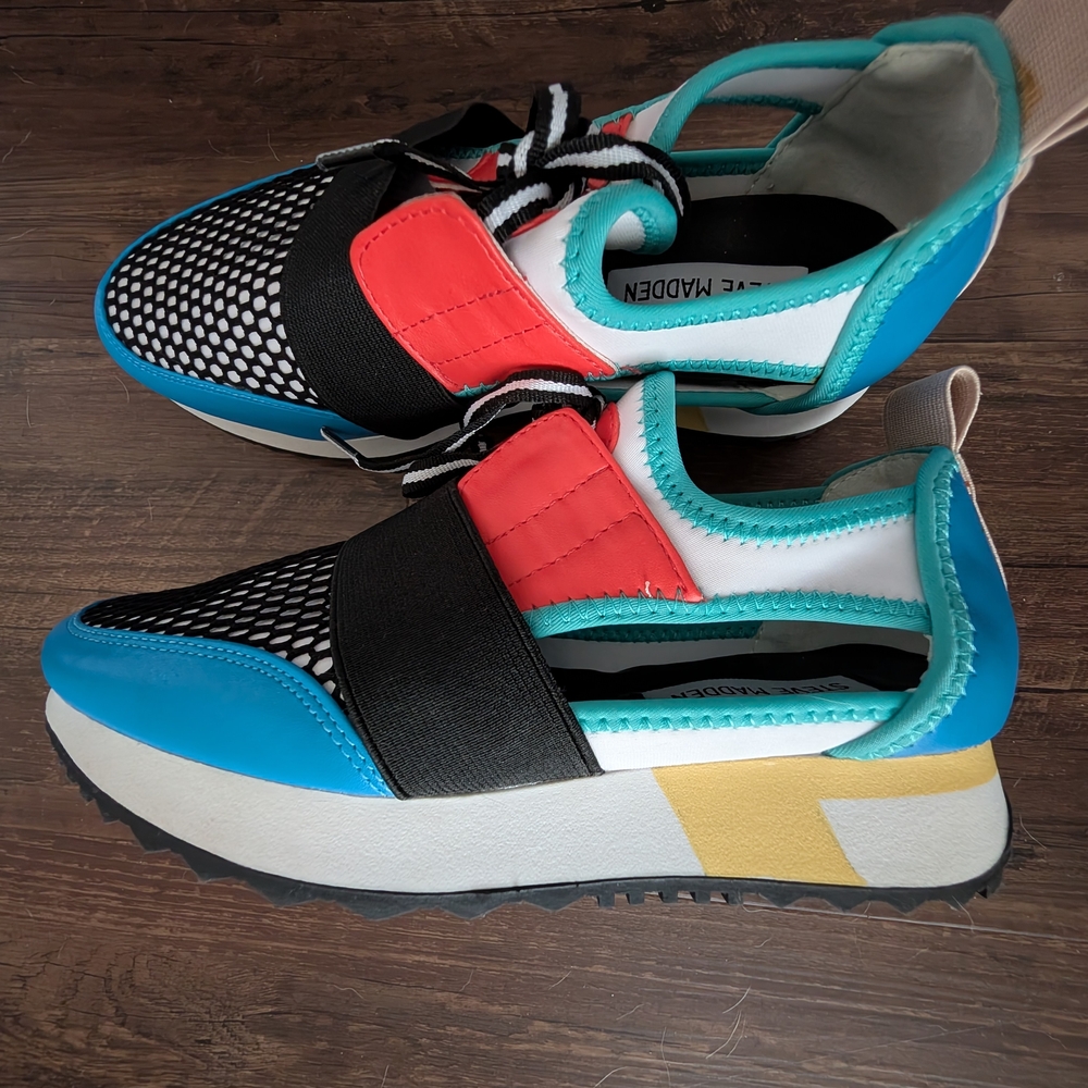 Steve Madden Multicolor Slip-On Sneakers - Turquoise, Red, Black